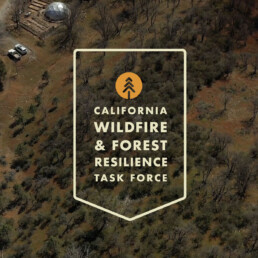 photo of dry landscape with Wildfire Task Force logo