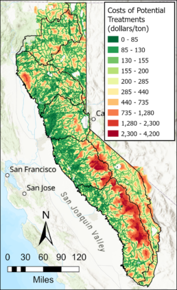 Costs of Potential Treatments on Map of California