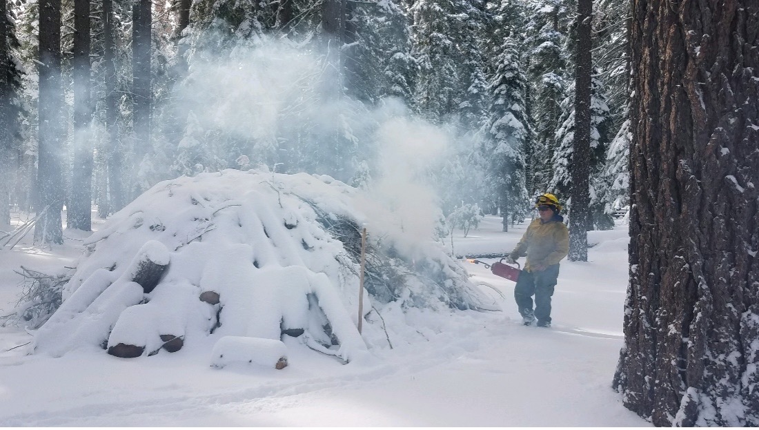Starting Prescribed Fire on Snow Covered Tree Debris