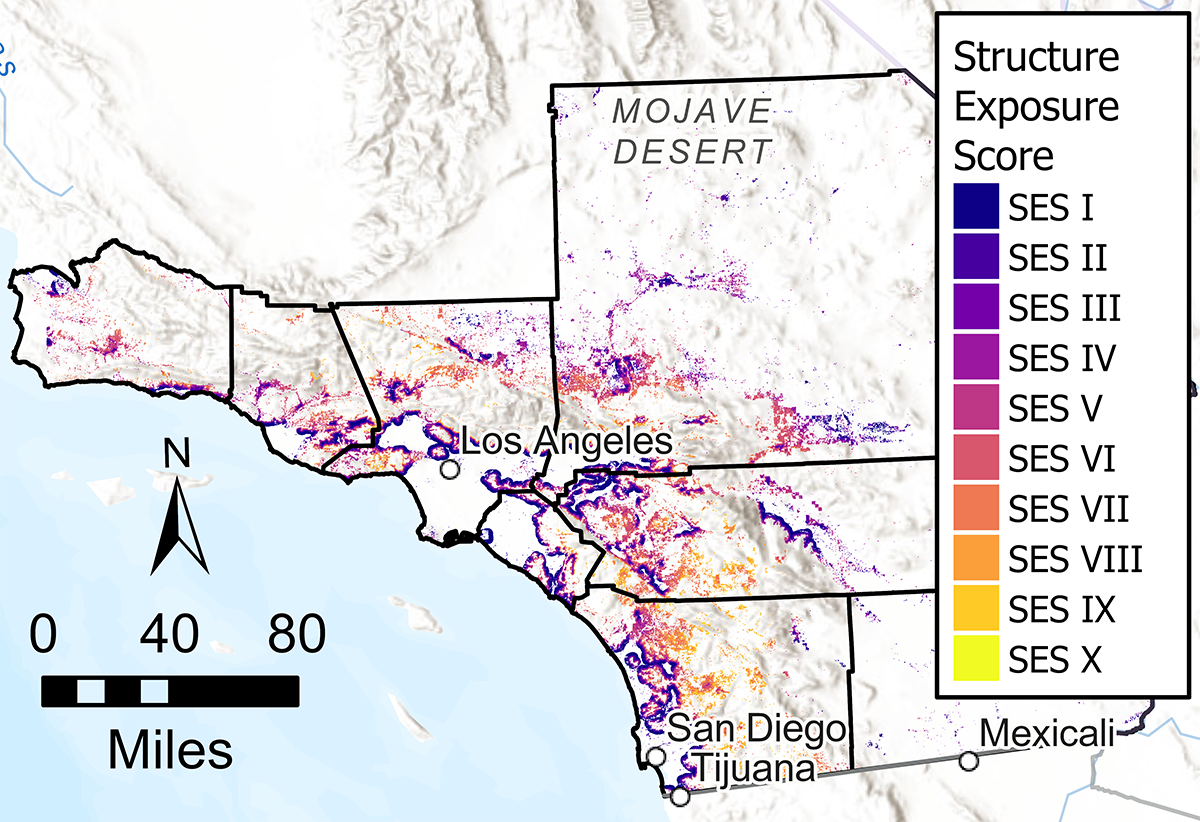 Chart of Structure Exposure Score on Map of Southern California